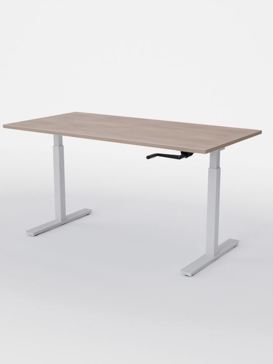 AUM WORLD_Bureau Assis Debout MANUE_Handy Go_Pieds Blanc_Plateau Bois Clair_Copyrights_AUM WORLD®_2023