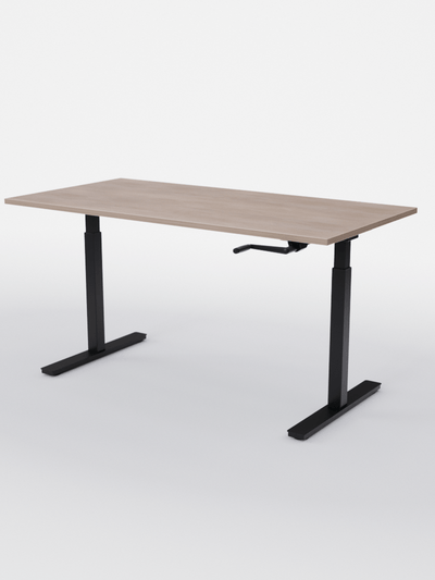 AUM WORLD_Bureau Assis Debout MANUE_Handy Go_Pieds Noir_Plateau Bois Clair_Copyrights_AUM WORLD®_2023