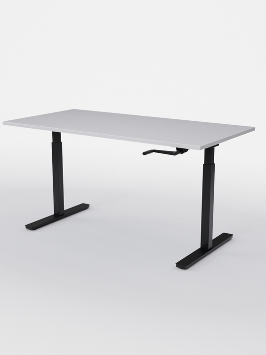 AUM WORLD_Bureau Assis Debout MANUE_Handy Go_Pieds Noir_Plateau Blanc Premium_Copyrights_AUM WORLD®_2023
