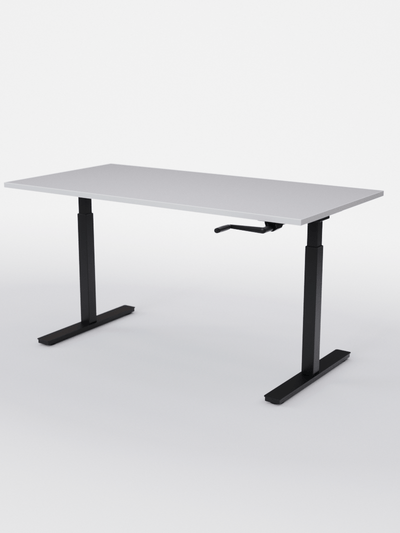 AUM WORLD_Bureau Assis Debout MANUE_Handy Go_Pieds Noir_Plateau Blanc Premium_Copyrights_AUM WORLD®_2023