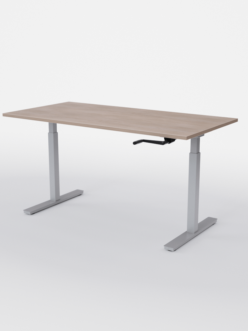 AUM WORLD_Bureau Assis Debout MANUE_Handy Go_Pieds Gris_Plateau Bois Clair_Copyrights_AUM WORLD®_2023