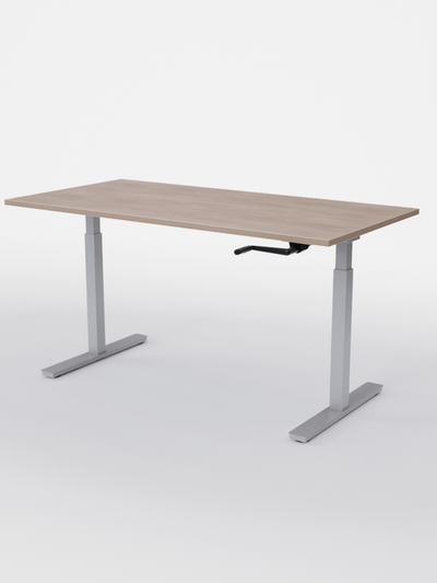 AUM WORLD_Bureau Assis Debout MANUE_Handy Go_Pieds Gris_Plateau Bois Clair_Copyrights_AUM WORLD®_2023