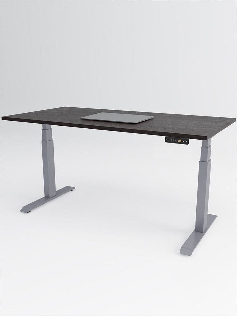 bureau_advanced_lite_gris_plateau_bois_fonce