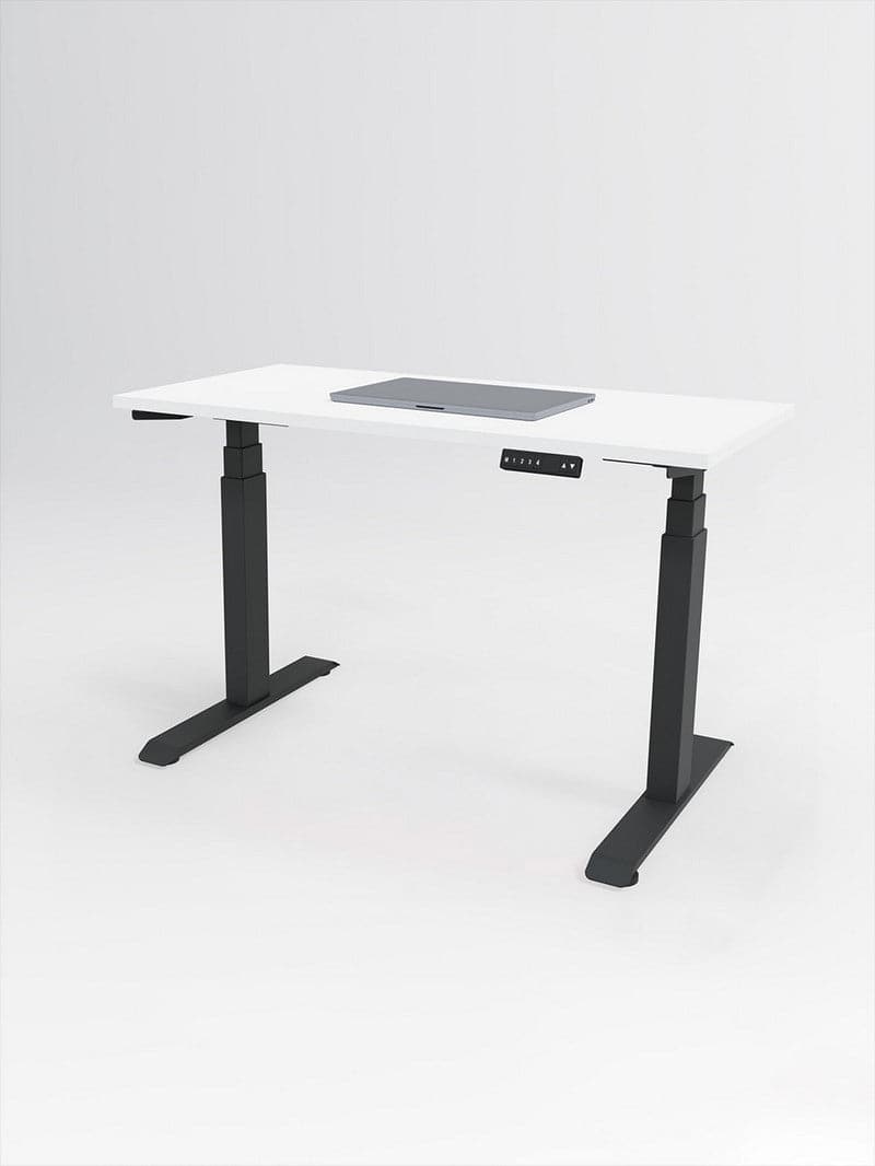 Bureau Assis Debout Électrique, 110 x 60 x 71,5-115,5 cm, Réglable en  Hauteur, Blanc